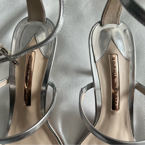 NWT Sophia Webster Rosalind Crystal Mid Sandal Silver Size 39.5 - Picture 7 of 13